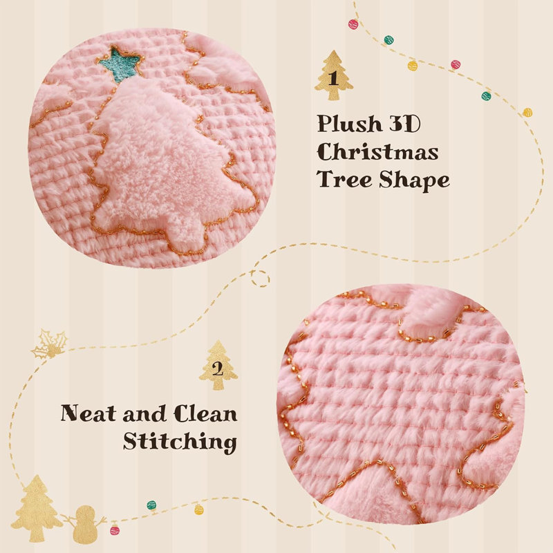 Housse de coussin décorative en velours de 45 cm (18 pouces) avec motif sapin de Noël, taie d'oreiller 3D moelleuse et broderie étoile.