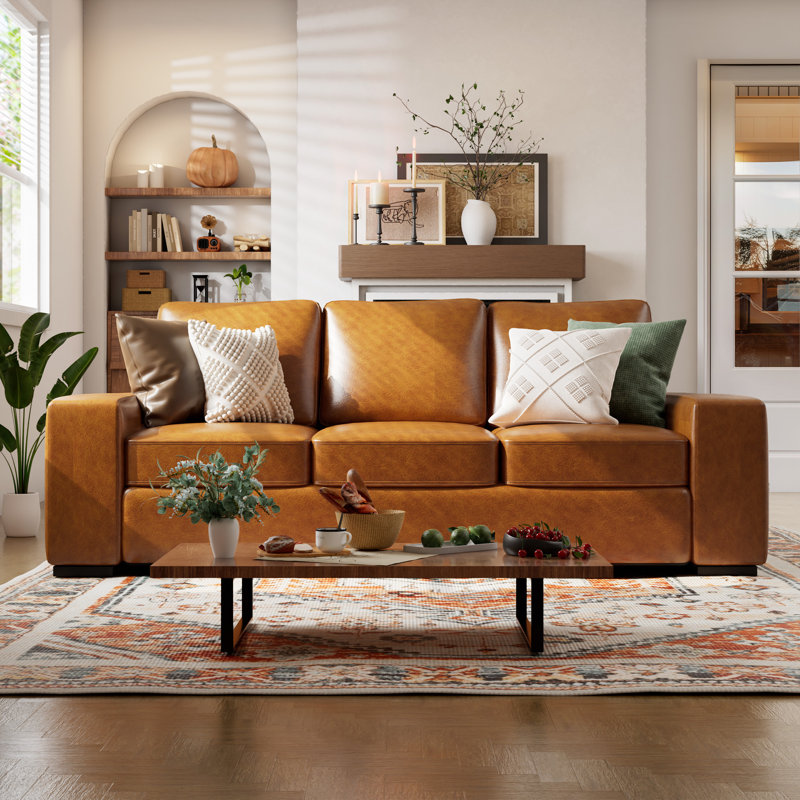 Caynemore 85'' Faux Leather Sofa, 3