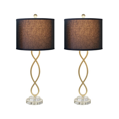 Hallye 30.25" Tall Crystal Metal Table Lamp Set - MCM Mid Century Vintage Modern Funky Accent Table Lamps for Bedroom Bedside/Nightstand, Living Room & Desk