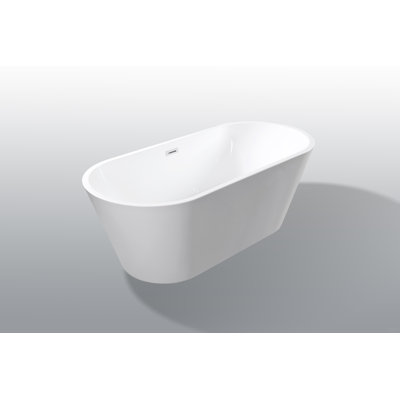 59" Acrylic Freestanding Bathtub, Stand Alone Soaking Tub, Toe-Tap Chrome Drain,