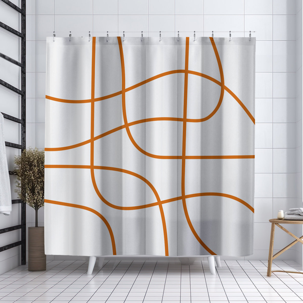 Coco Polyester Shower Curtain, Orange
