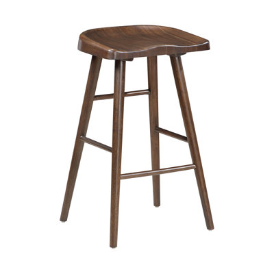 Brown Finish Bar Stools Set Of 2 Saddle Seat Sturdy Wood Frame Furniture Classic Aesthetic Ergonomic Design Pub Height Stools
