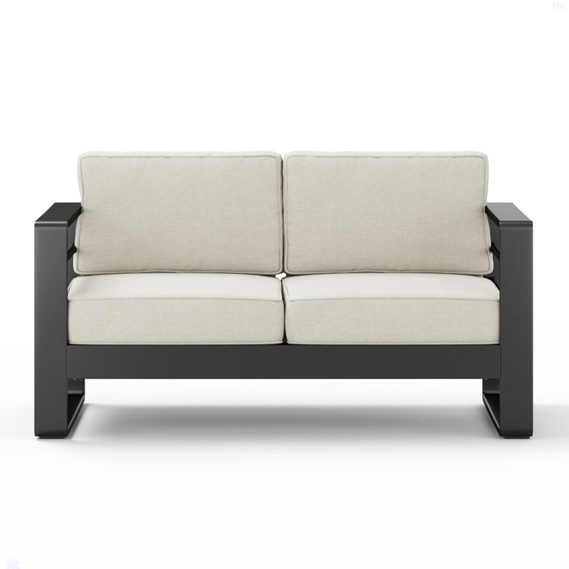 Causeuse, finition noire avec coussin beige
