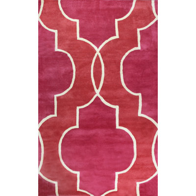 Tapis décoratif en laine Touffeté à la main à motif géométrique Wiener/orange