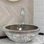 Lavabo vasque rond en marbre gris antique de 16 po - Lavabo de salle de bain extérieur en pierre naturelle texturée - Lavabo en pierre de luxe moderne-109411582