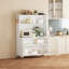 Armoire de cuisine, armoire de rangement haute avec portes en verre et tablettes réglables, armoire de cuisine, salon, salle à manger, blanc
