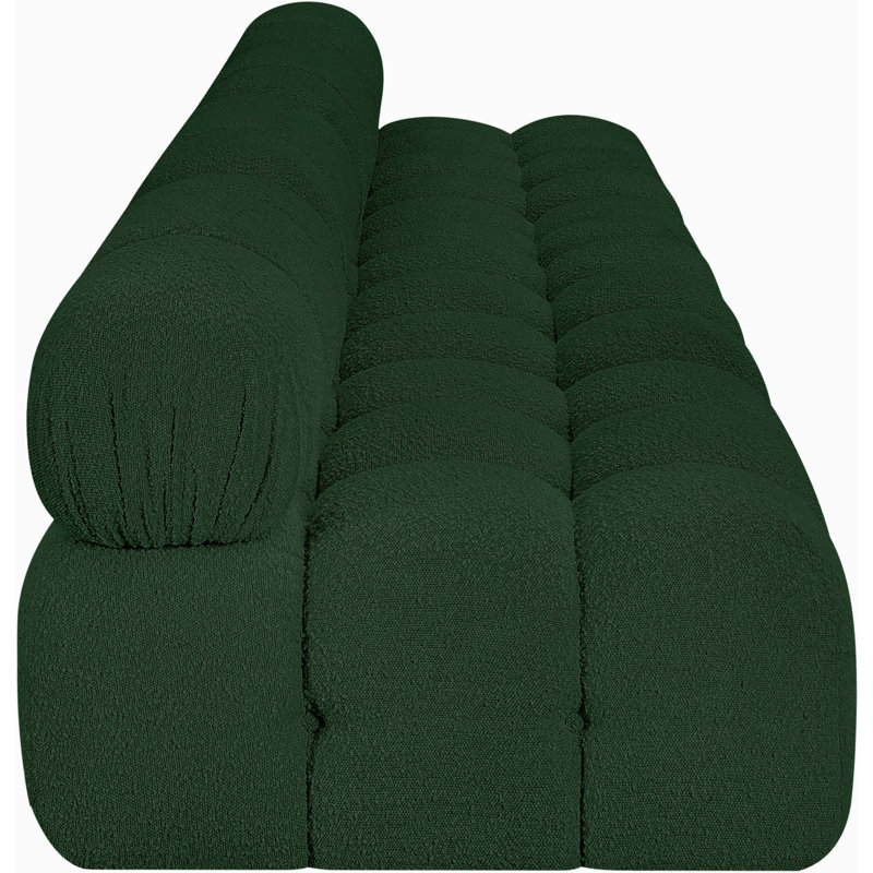 Ames Upholstered Sofa, Green Boucle Fabric, 4 Armless