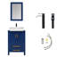 24 po X P 20 po P 32 po Meuble-lavabo H en bleu avec plateau en bleu