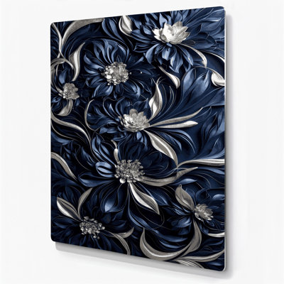 Abstract Florals 72 Gray Metal Wall Art