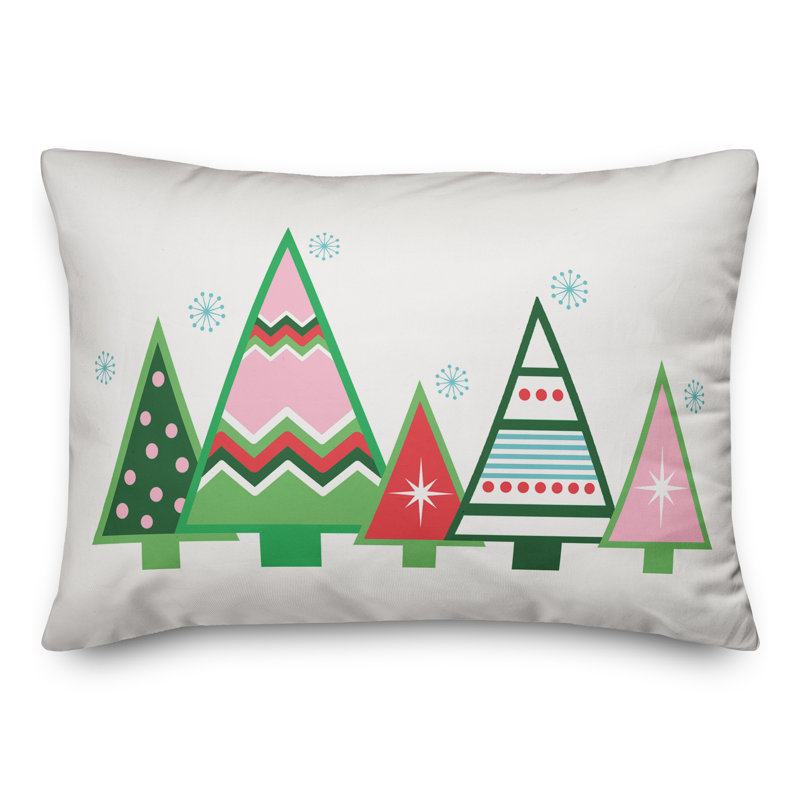  Coussin lombaire Colorful Christmas Trees, Housse de coussin seulement - sans coussin