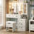 Chester Makeup Vanity Table with 3 Modes Adjustable Brightness Light & Power Outlet & Storage Stool