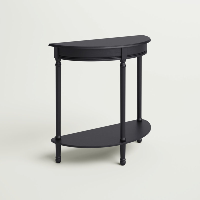 Modern Gaston 28'' Half-Round Console Table – Elegant Solid Wood with Space-Saving Design for Home, Black