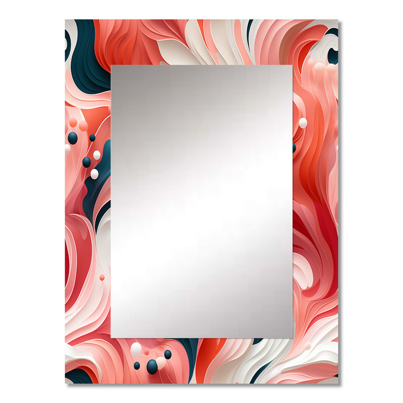 Tropical Reef Rendezvous, motif rose - miroir abstrait, miroir mural abstrait unique, impression d'art en métal