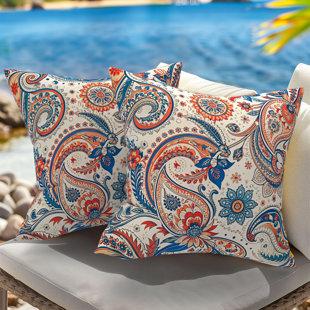 Indoor/Outdoor Reversible Throw Waterproof Pillows With Pillowcase(Set Of 2)