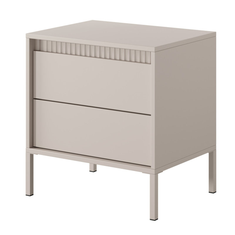 53cm W Metal Bedside Table, Beige