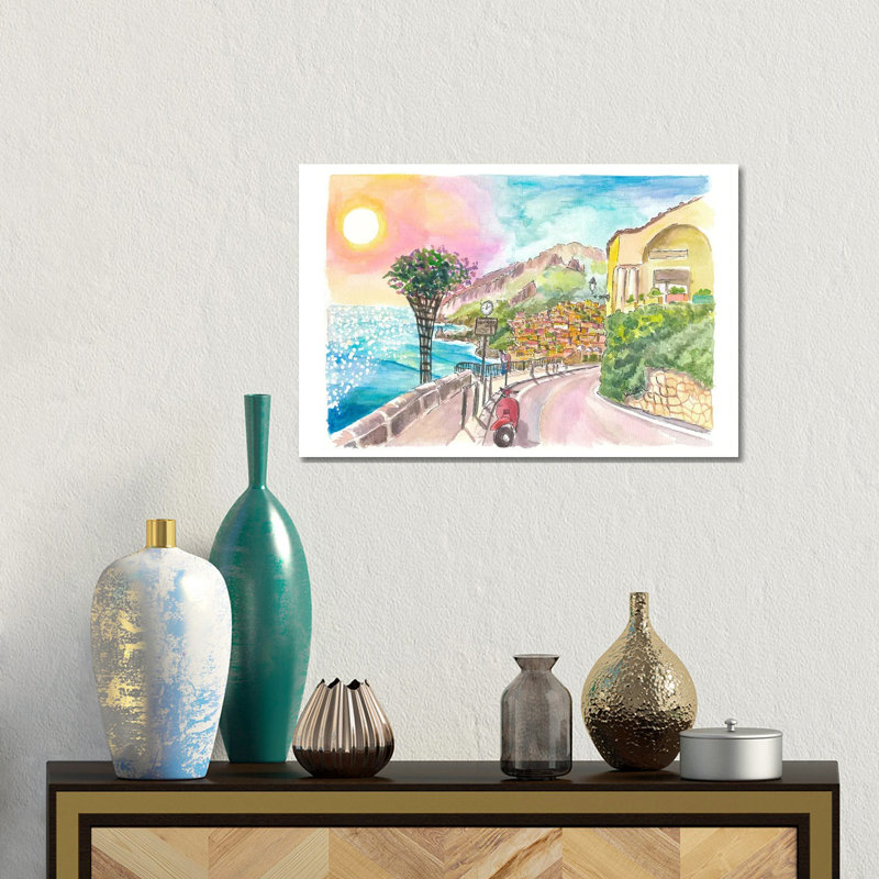 Positano sur la côte d'Amalfi, un rêve prêt pour vos découvertes - reproduction d'art encadrée, H 12 po x l 18 po