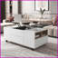 Noyer moderne Table basse à plateau relevable blanc - peu encombrante avec tiroirs et amp; Tablettes pour le salon