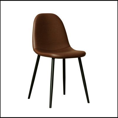 Ensemble de 4 chaises de salle à manger rembourrées en cuir avec pieds en métal noir, parfaites pour les cuisines de restaurant et les repas à domicile