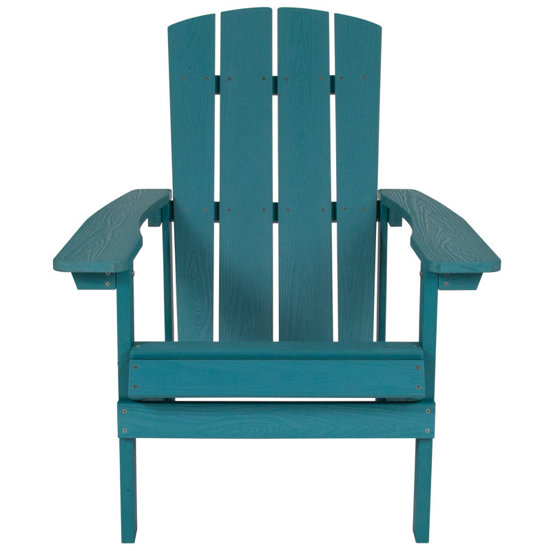 Commercial All-Weather Poly Resin Wood Adirondack Chair, Cadet Blue