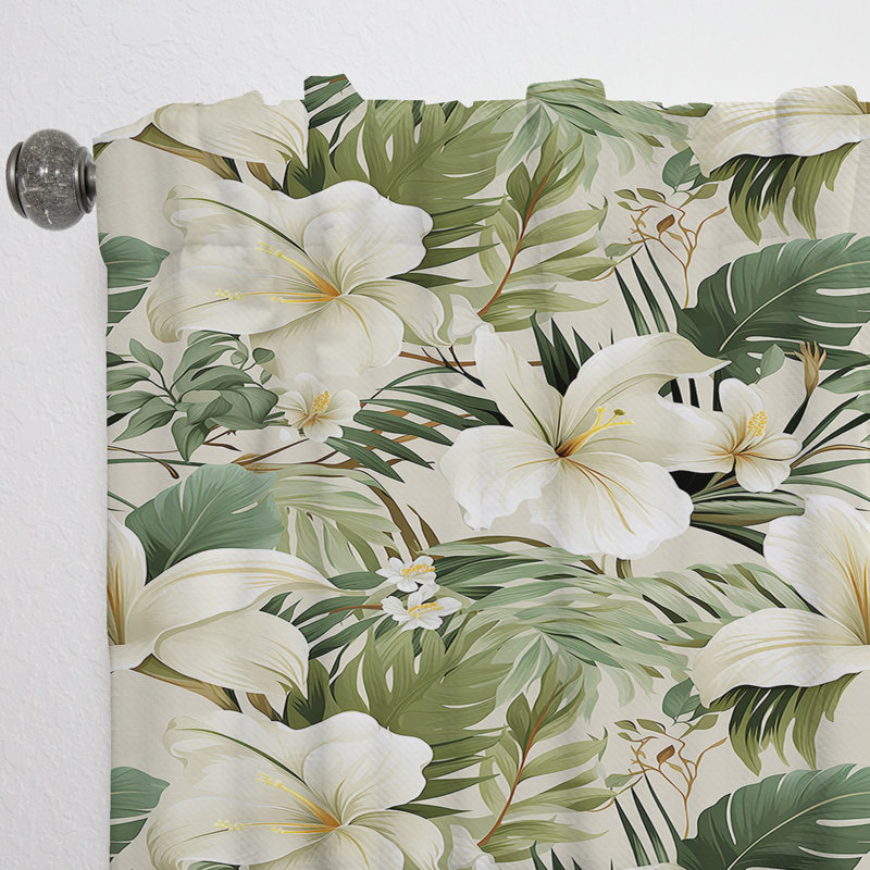 Neutral Oasis Ii Tropical Motif - Rideau floral - Rideau floral obscurcissant - 1 panneau, L 52 po x L 95 po
