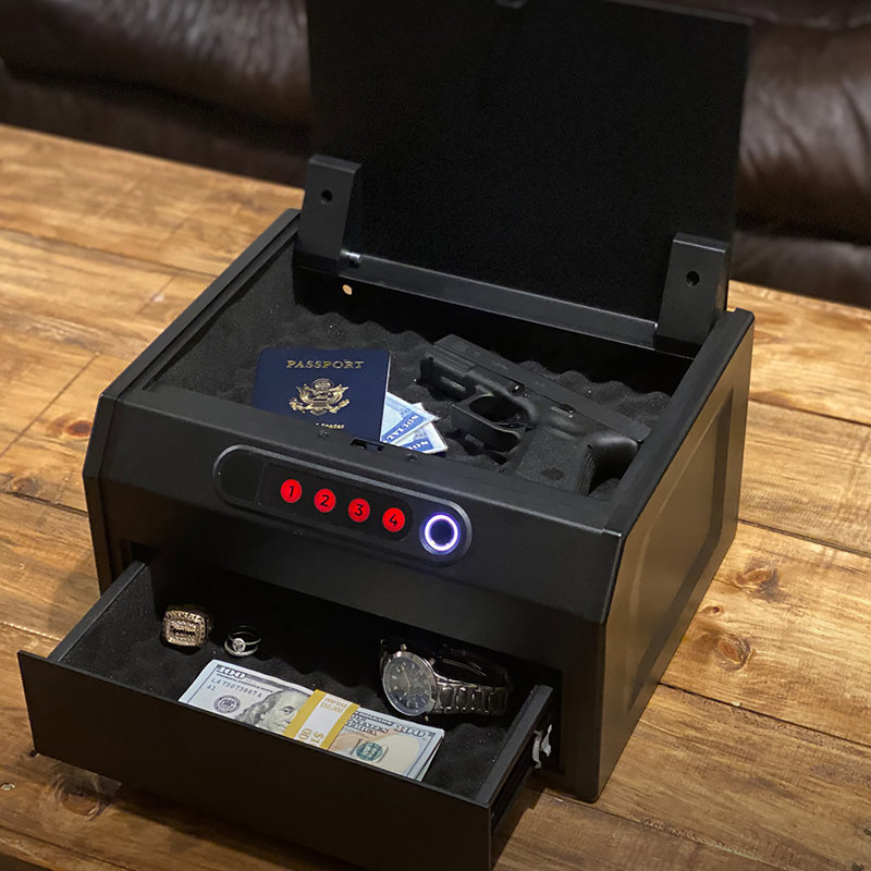 Home Defence Quick Access Dual Compartment Gun Safe with Electronic and Biometric Lock