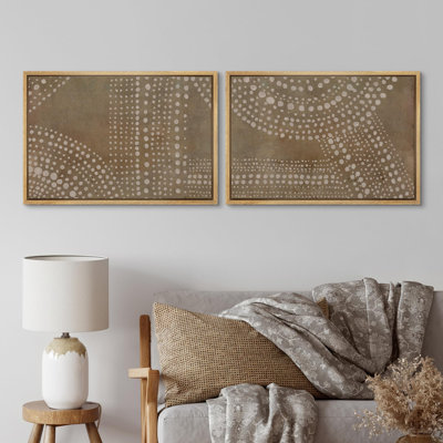 «Mid Mid Century Shape», motif géométrique à motif abstrait brun rustique, 2 pièces