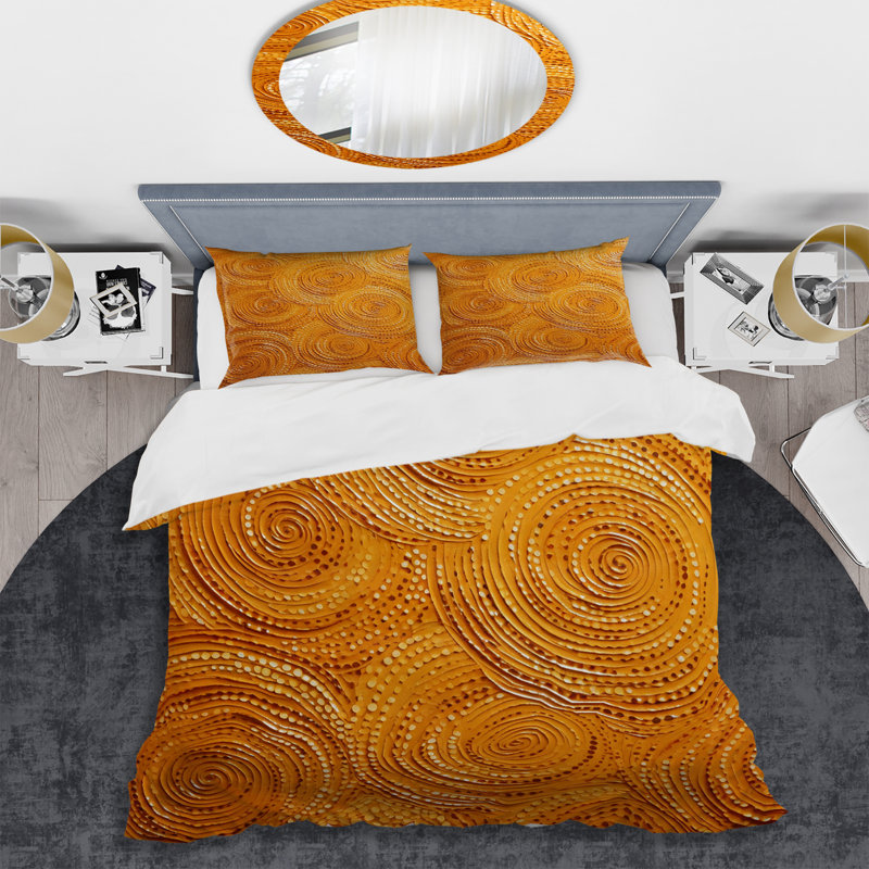 Ensemble de housse de couette Abstract Orange Swirl Collages VI - Abstract Collages, Housse de couette pour très grand lit