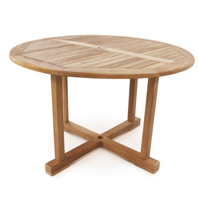 Antonae Round Teak Outdoor Dining Table With Umbrella Hole , 120cm cm W 120cm cm D