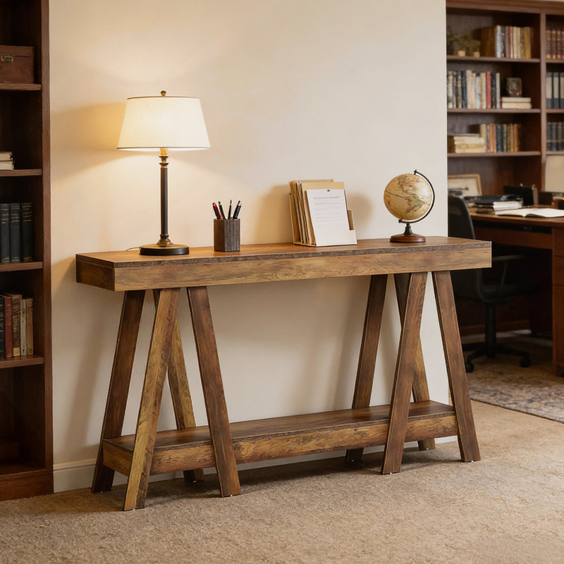 Table de couloir à 2 niveaux Farmhouse, console fonctionnelle avec une construction robuste et un design polyvalent pour toute pièce