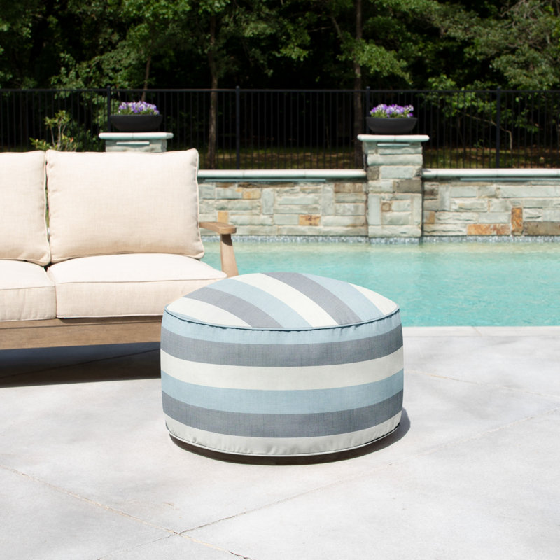 Repose-pieds d'extérieur rembourré Brunk avec coussin Sunbrella®, Bleu
