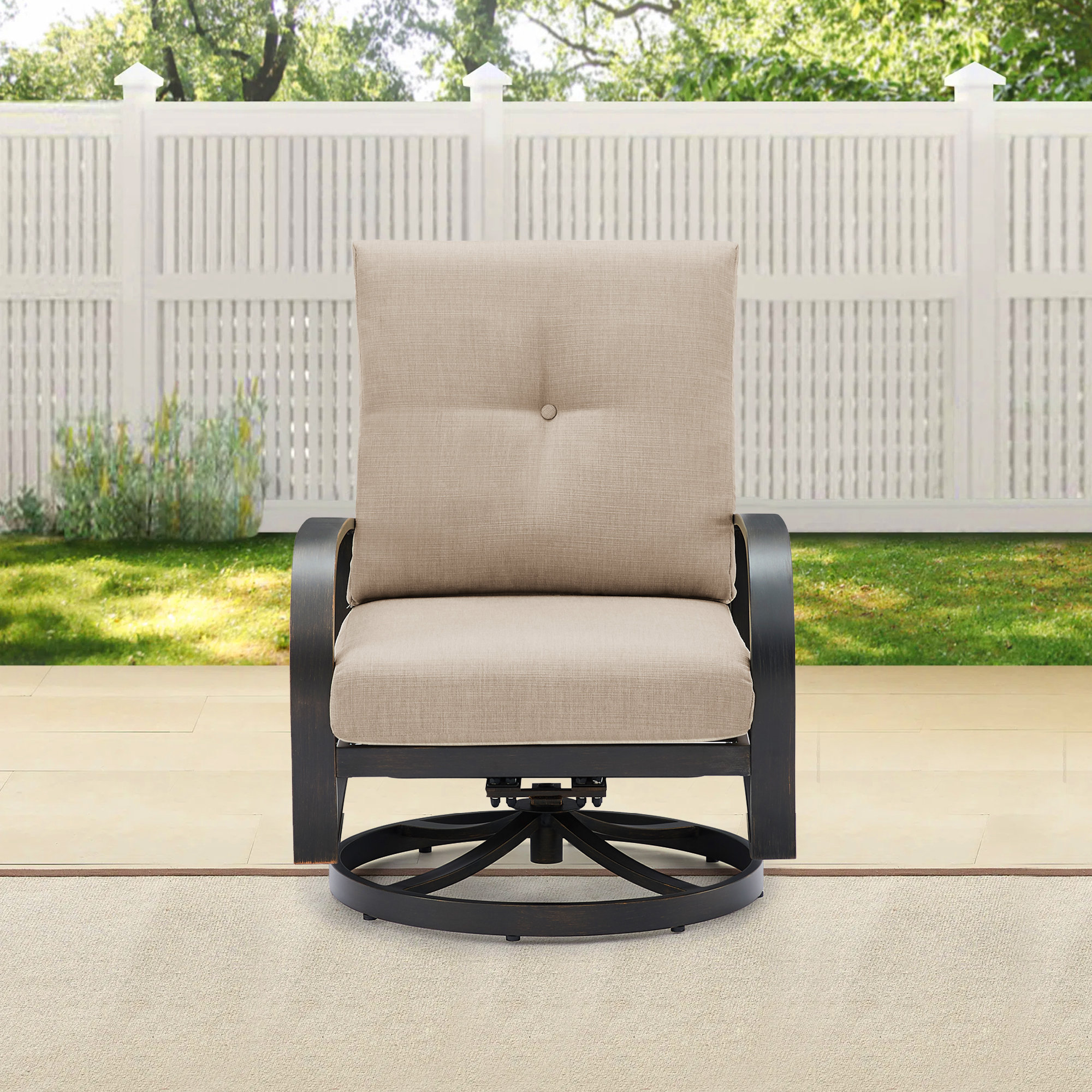 Lark Manor Swivel Patio Chair with Sunbrella Cushions & Reviews