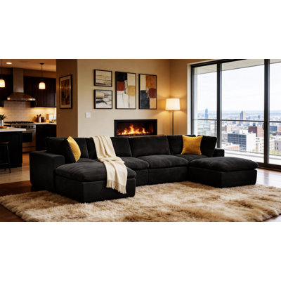 Grain de café modulaire entièrement rembourré avec coussins décoratifs