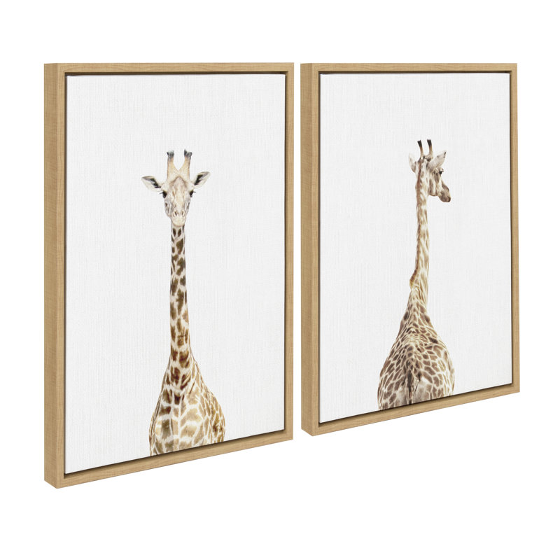 «Giraffe Front and Back» par Amy Peterson, ensemble d'art mural sur toile encadrée