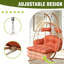 2 Person Hanging Egg Chair with Stand, Double Outdoor Wicker Swing Chair with Adjustable Footrest & Thickened Cushions-404097218-404097245