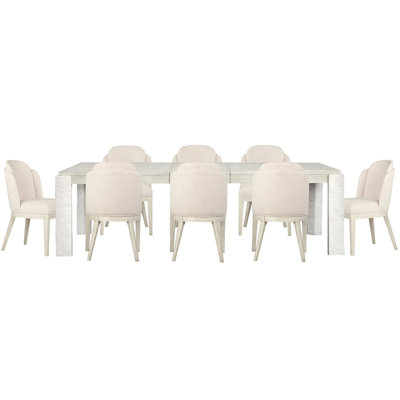 Extendable Rectangular Dining Table With 8 Host Chairs
