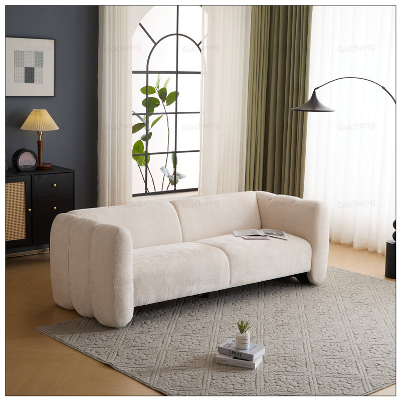 Élégant canapé 3 places Boucle au design ondulé, parfait pour les salons, les chambres et les bureaux d'appartements