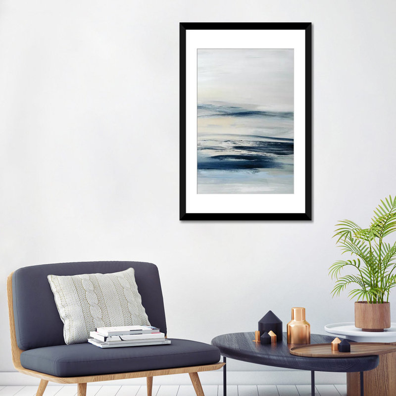 «Drifting Tides II», reproduction sur toile, H 32 po x l 24 po x P 1 po, Papier avec cadre noir, Blanc