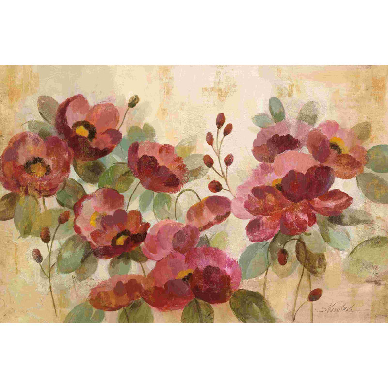 "Fleurs rouges" par Silvia Vassileva, reproduction sur toile tendue, L 8 po x H 12 po