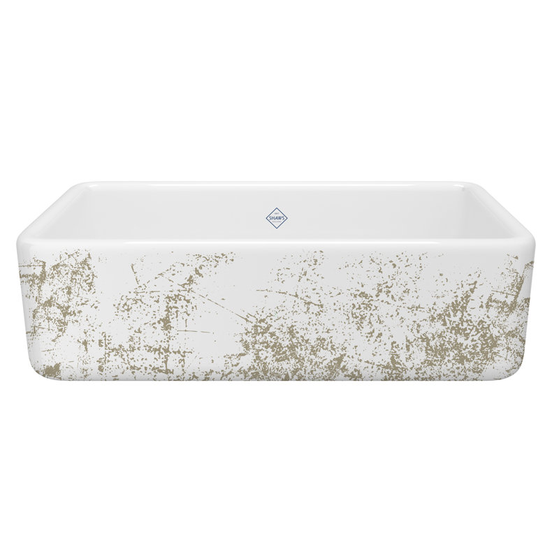 Shaws 33" Single Bowl Farmhouse Apron Front Fireclay Kitchen Sink, Metallic Gold
