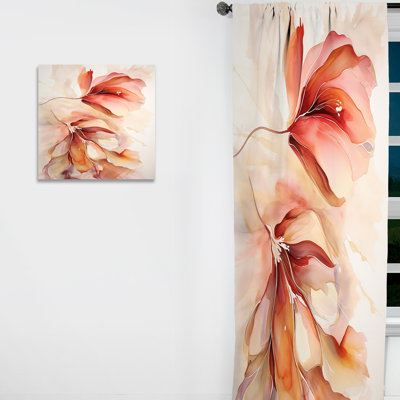 Peach Petal Dance - Abstract Botanicals Blackout Abstract Curtain - 1 Panel