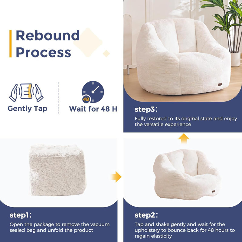 Fauteuil à billes, fauteuil à billes confortable avec support pour le dos, fauteuil à billes en fausse fourrure pour adultes