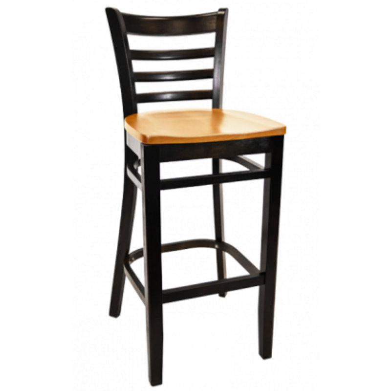 Tabouret de bar d'intérieur en bois massif 29 po, Cerisier, Noir