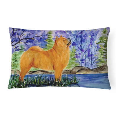 Coussin décoratif intérieur/extérieur bleu/brun chow chow
