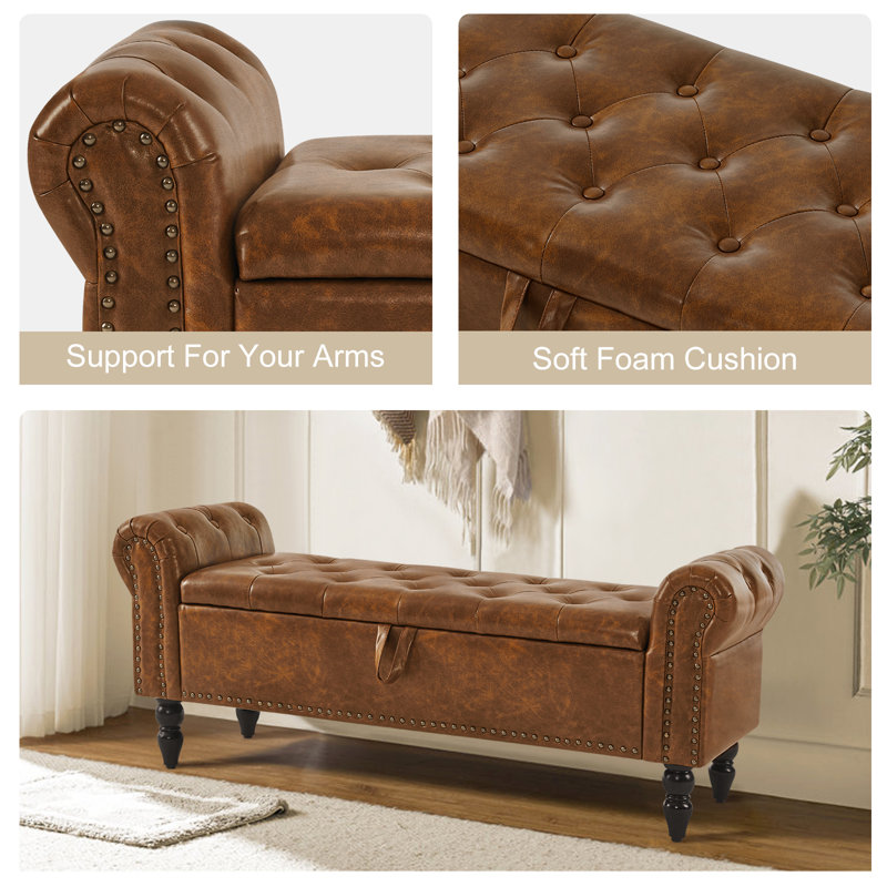 Desautel Upholstered Storage Bench, Brown