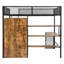 Lit mezzanine double en métal avec bureau intégré et rangement - Tête de lit à lattes horizontale pour une solution de chambre à coucher noire fonctionnelle et chic