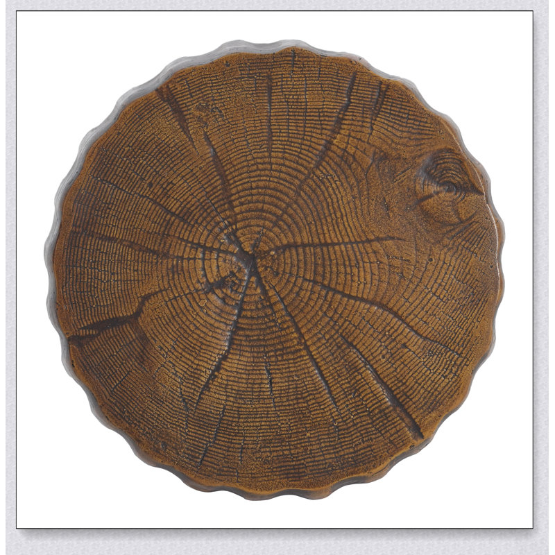 Table d'appoint durable de style souche d'arbre pour l'intérieur et l'extérieur, 16,61 po