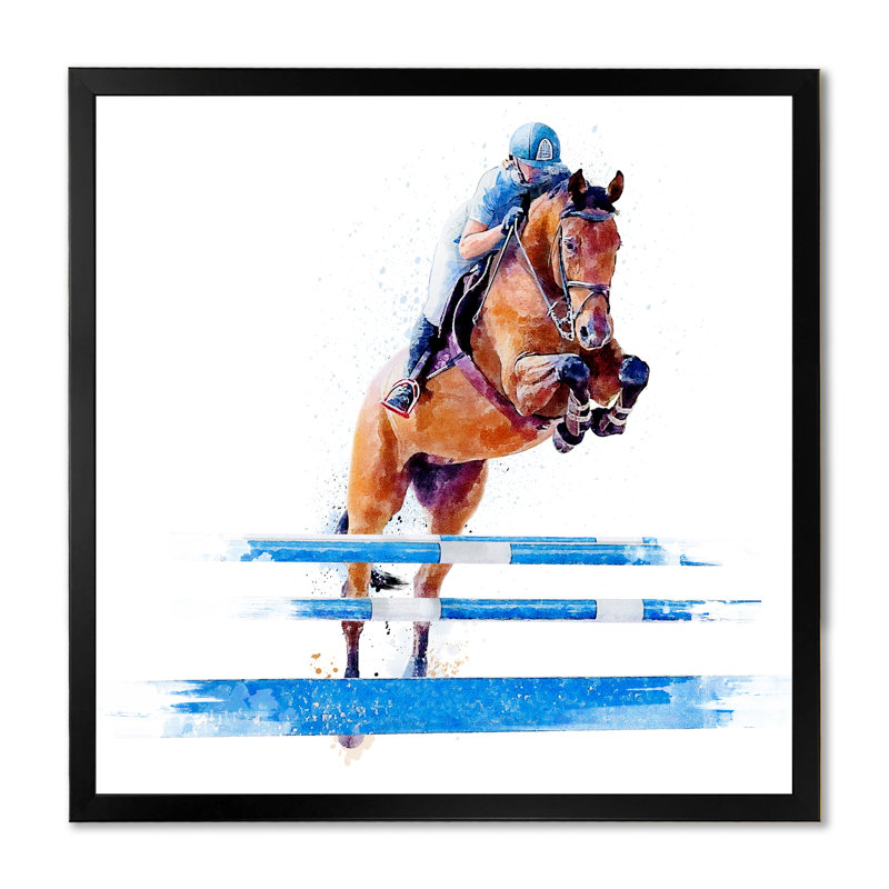 Art mural sur toile Jockey, Cadre photo noir, H 16 po x l 16 po x P 1 po
