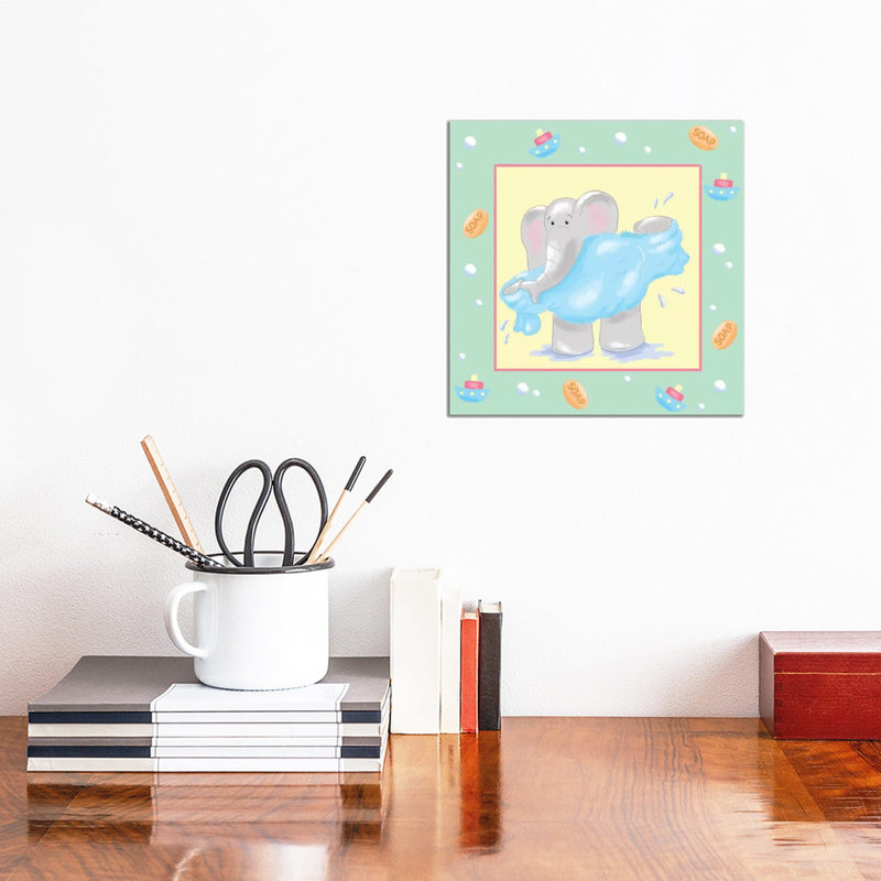 Baby Elephant Bath IV by Jade Reynolds - Wrapped Canvas Gallery-Wrapped Canvas Giclée, 30.48 cm H x 30.48 cm W