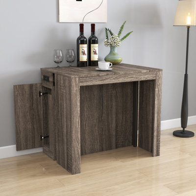 Table de salle à manger extensible moderne multifonctionnelle avec prise de courant, table extensible peu encombrante avec rangement pour les fêtes, les mariages, les réunions et les célébrations