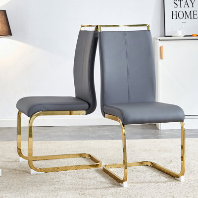 Chaises de salle à manger rembourrées à haut dossier chic avec pieds en métal robustes pour un repas élégant